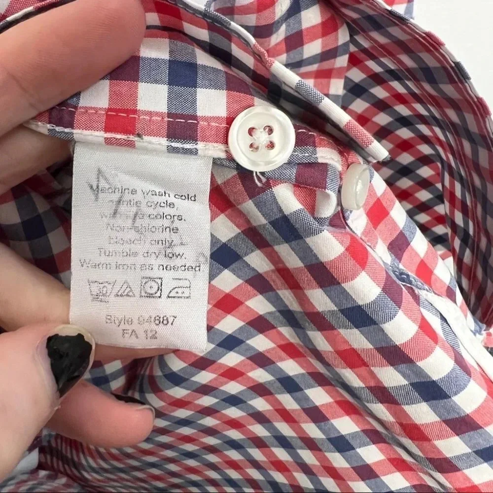 J.Crew 100% Cotton Blue‎ Red Check Men's Shirt Size M